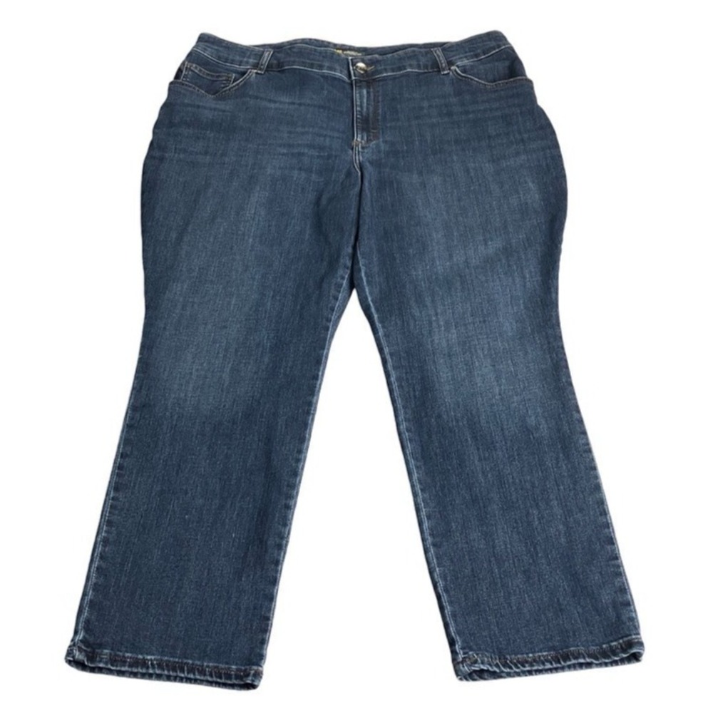 Lee Relaxed Fit Straight Leg Jeans Womens 22W Petite Mid Rise Stretch Denim